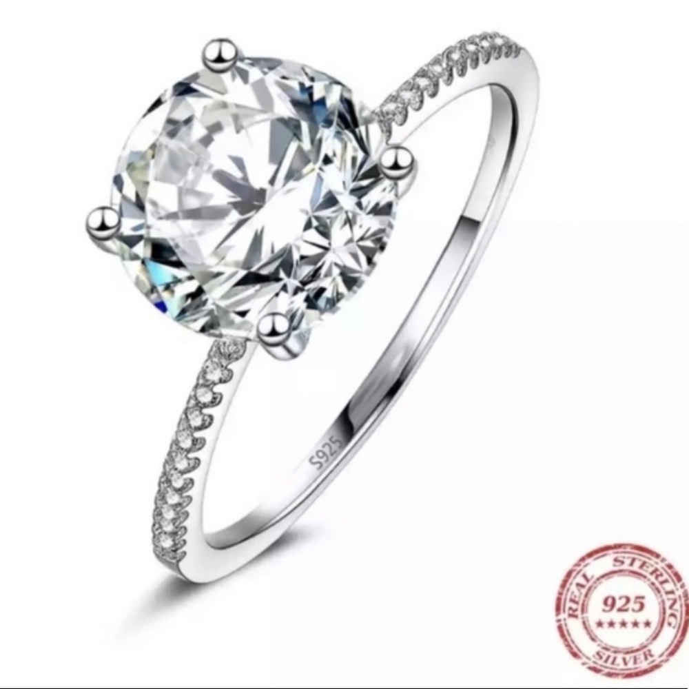 3Ct Natural Zircon Sterling Silver Ring! - Picture 3 of 17
